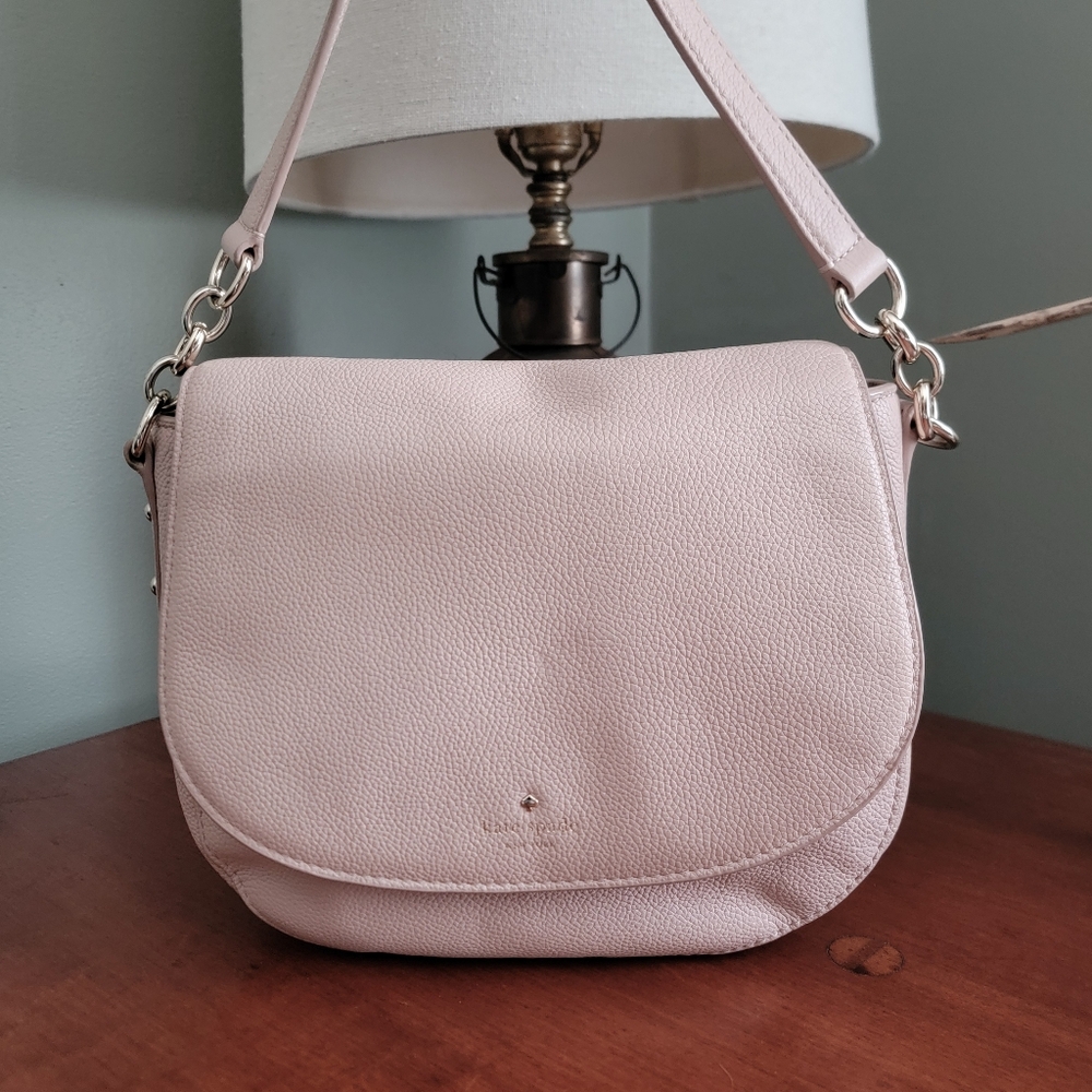 Kate Spade Larchmont Ave Pebbled Leather Blush Pink Flap Crossbody Bag
